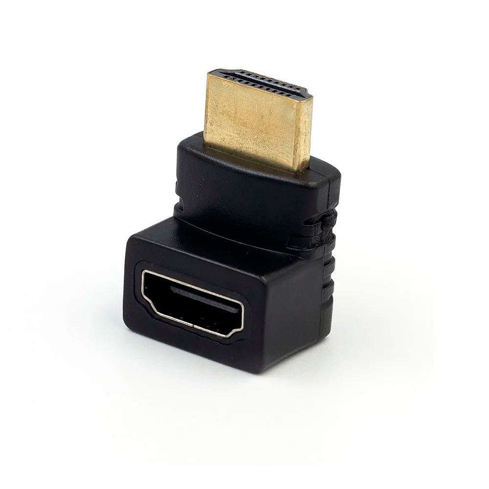 Adaptador HDMI Fêmea Para HDMI Macho 90° Graus em L , Fixo - Preto