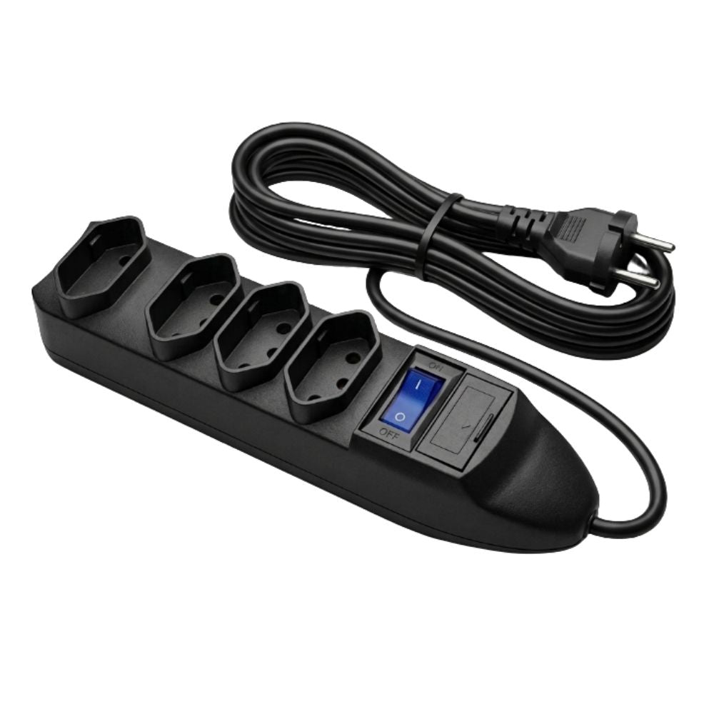 Protetor de Linha Elgin 4 Entradas 10A 2P + T, 110V/220V, Cabo 1,5 Metro, Preto (46RFL3040000)