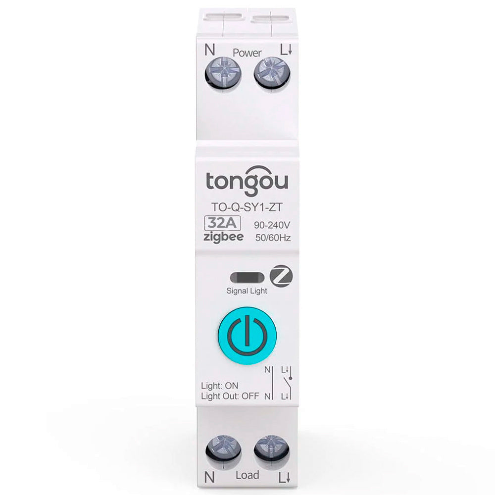 Disjuntor Inteligente Zigbee 32A, Compatível Com Google Assistant e Alexa, Tongou, SY1-JZT, Sem Medição - Branco