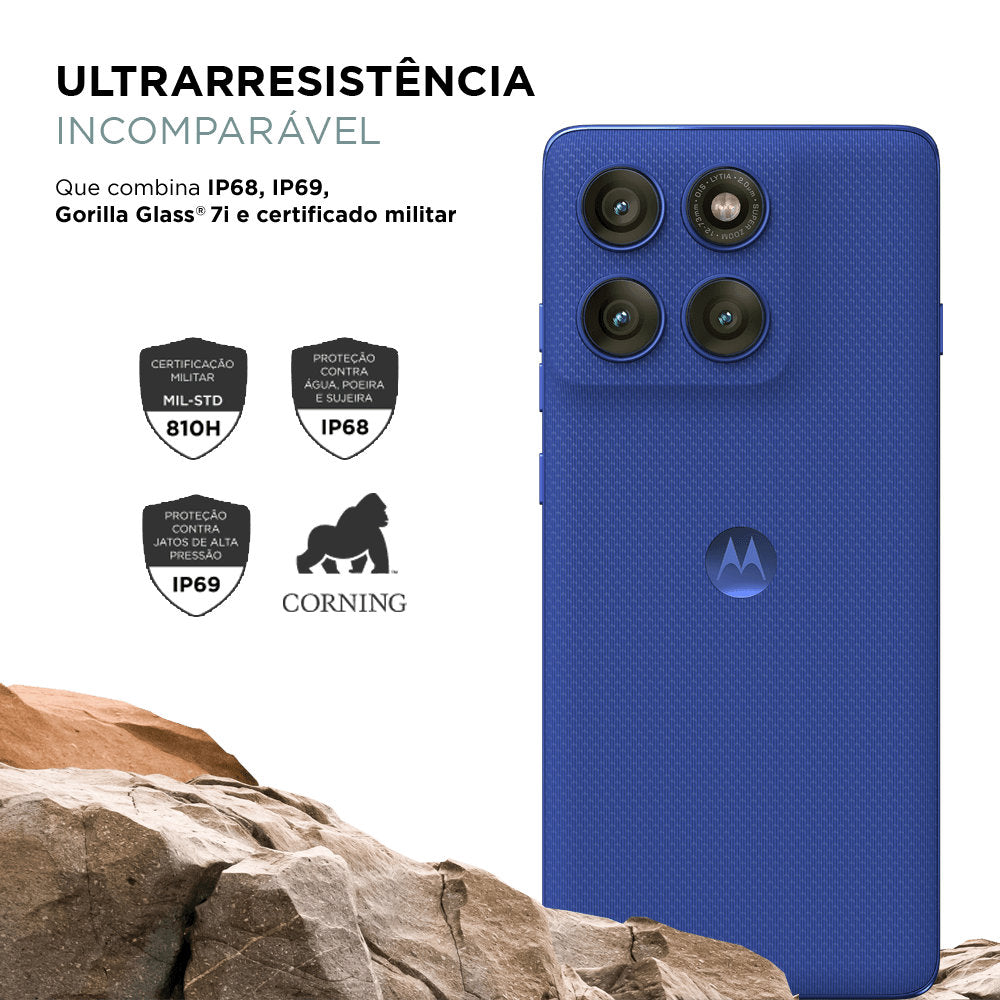 Smartphone Motorola Edge 60 Pro 5G 256GB 24GB (12GB RAM+12GB Ram Boost) Tela Quad-Curve Moto AI 50MP Sony Camera - Azul