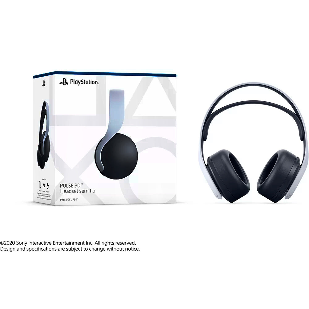 Headset Sem Fio Sony Pulse 3D, Adaptador Sem Fio USB, PlayStation Para PS4 e PS5 - Branco