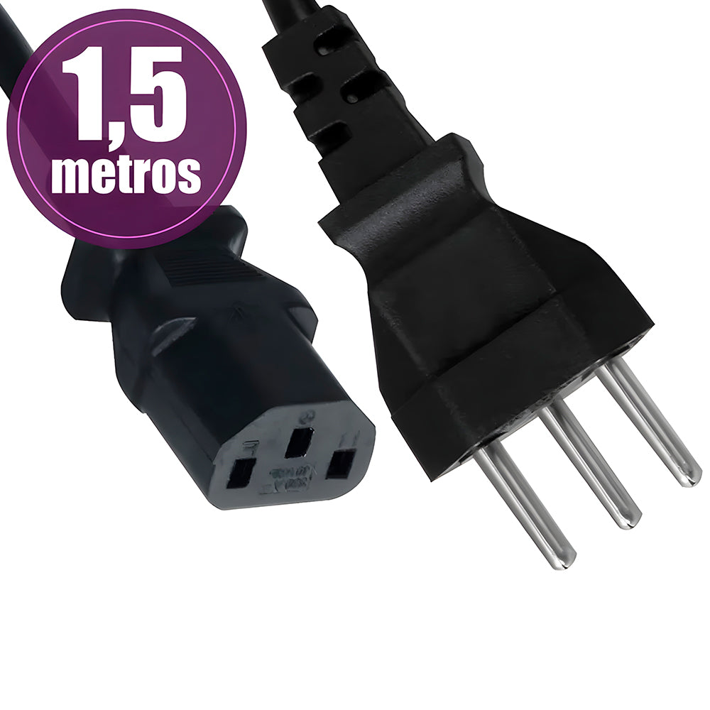 Cabo de Força Tripolar 1,5 Metros, Para Montagem de Computador, 3 x 0,5m, OD6.8, Next Trad - 03497