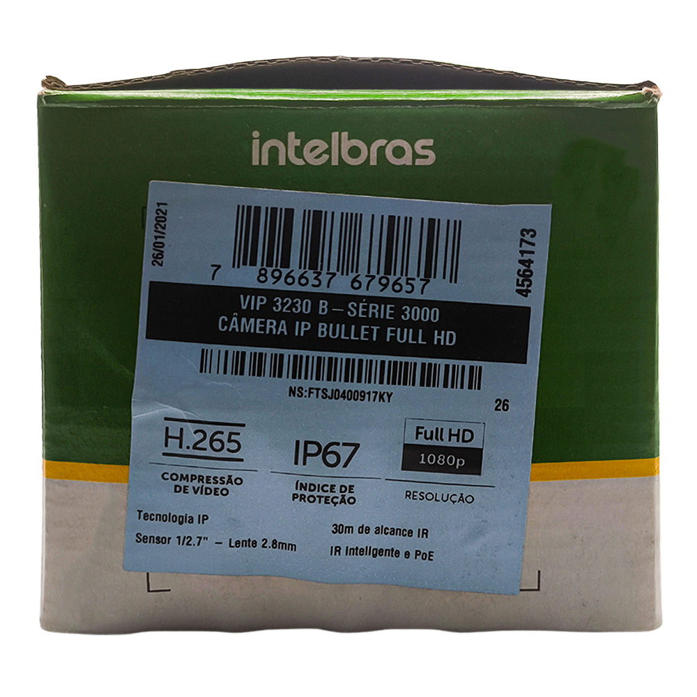 Câmera IP Intelbras VIP 3230 Bullet G3, Full HD 1080P, Lente 2,8Mm, Alcance De 30Mt