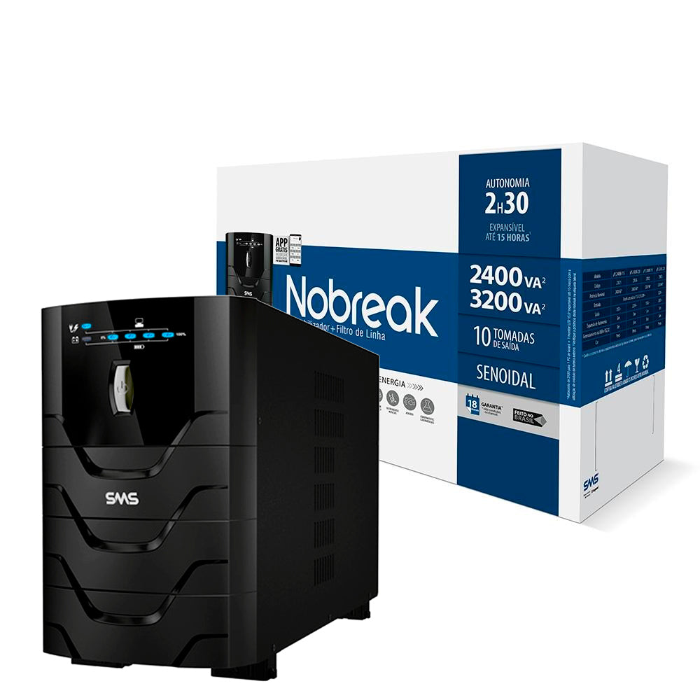 Nobreak Senoidal SMS Monovolt 3200VA Power Sinus NG, Entrada e Saida 220V, 6 Tomadas de 10A + 4 Tomadas de 20A