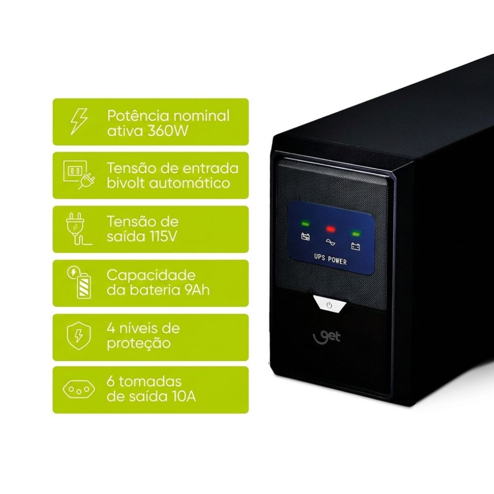 Nobreak UPS 600VA Get AUT/115V 6 Tomadas