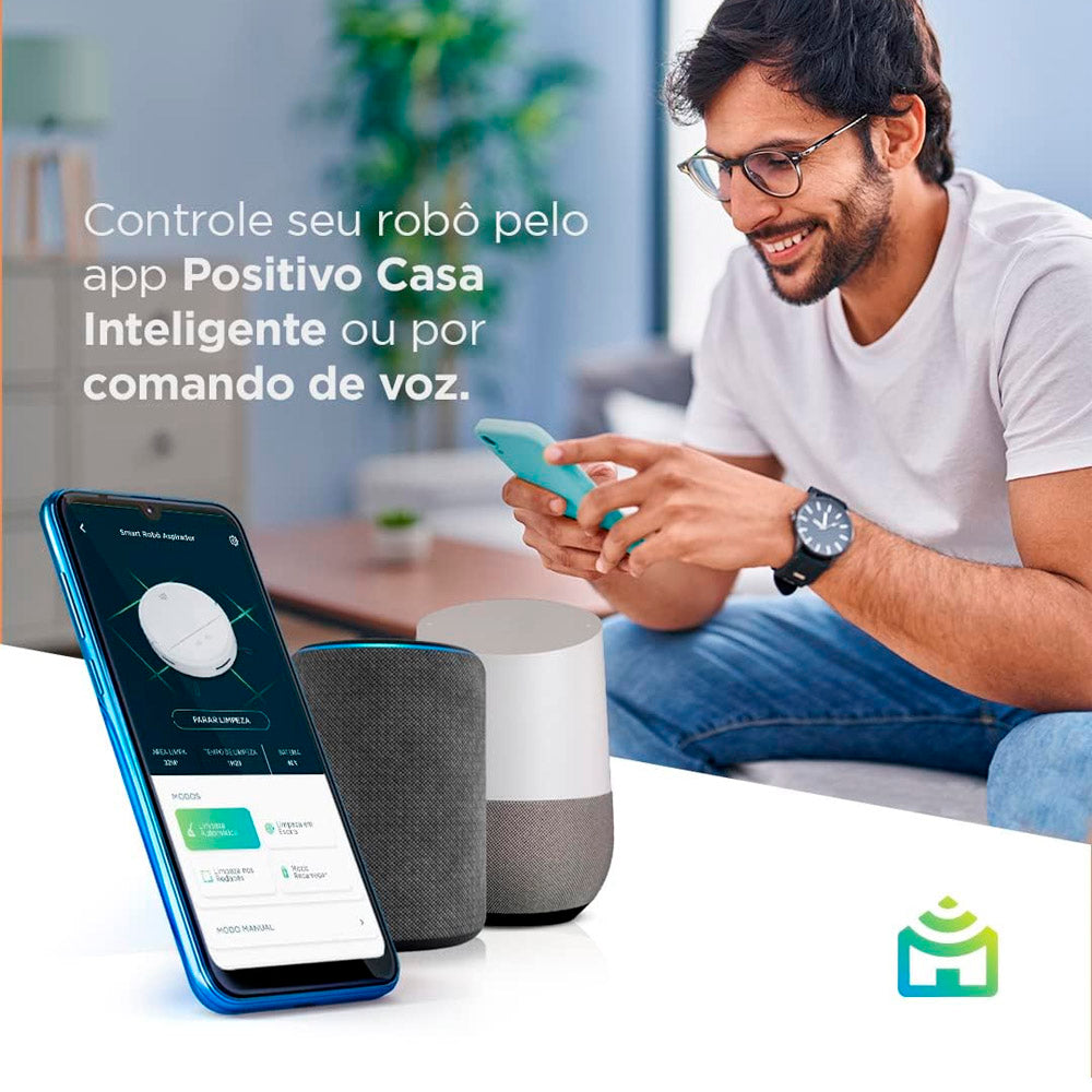 Smart Robô Aspirador Wi-Fi PRA100 Positivo, 3 em 1, Com Alexa, Bivolt
