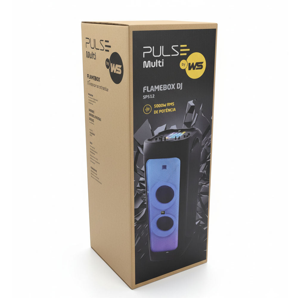 Caixa de Som Torre Flamebox DJ 5000W RMS Bluetooth AUX/USB/SD/TWS Pulse - SP512