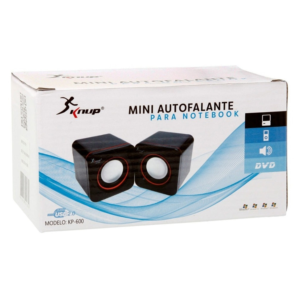 Mini Caixa de Som Para Notebook, PC, Knup KP-600, USB 2.0, Pequena, 3W-RMS