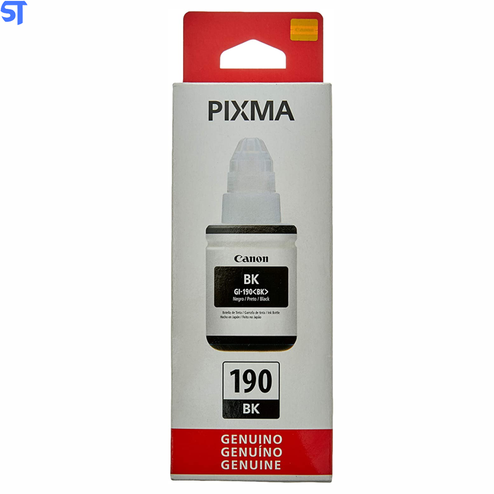 Refil de Tinta Canon GL 190 BK Preto Original 135ML, Rende Até 6.000 Paginas