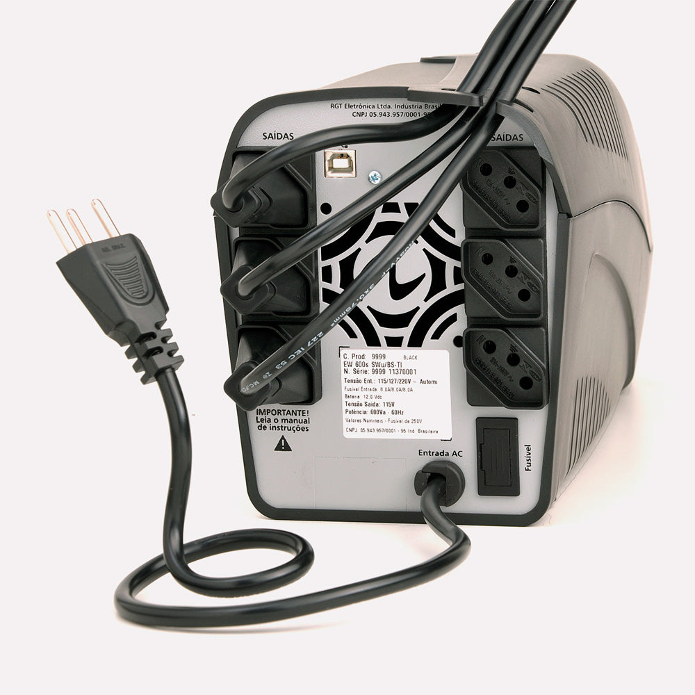 Nobreak Easy Way Ragtech 1500VA CBU, Bivolt Aut, Saida 115V, Com 6 Tomadas, Com Engate Para Bateria Externa e USB - 4176
