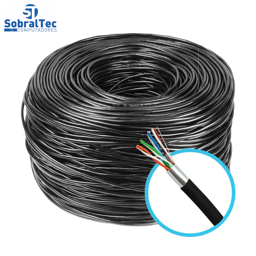 Caixa de Cabo de Rede Cat5 Condutti 4 Pares 24AWG Preto