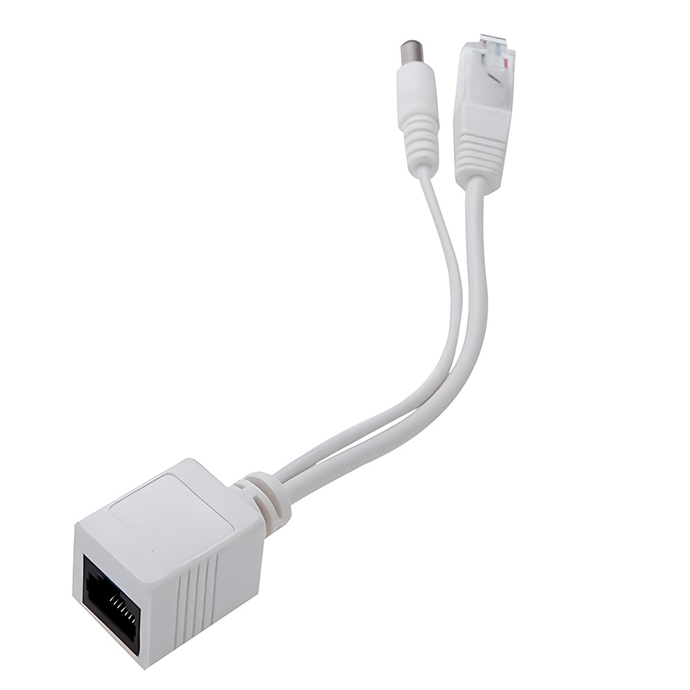 Adaptador de Cabo Injetor PoE, Par Macho e Fêmea, 5V/ 12V/ 24V/ 48V, Até 40m de Distância, Branco - FC
