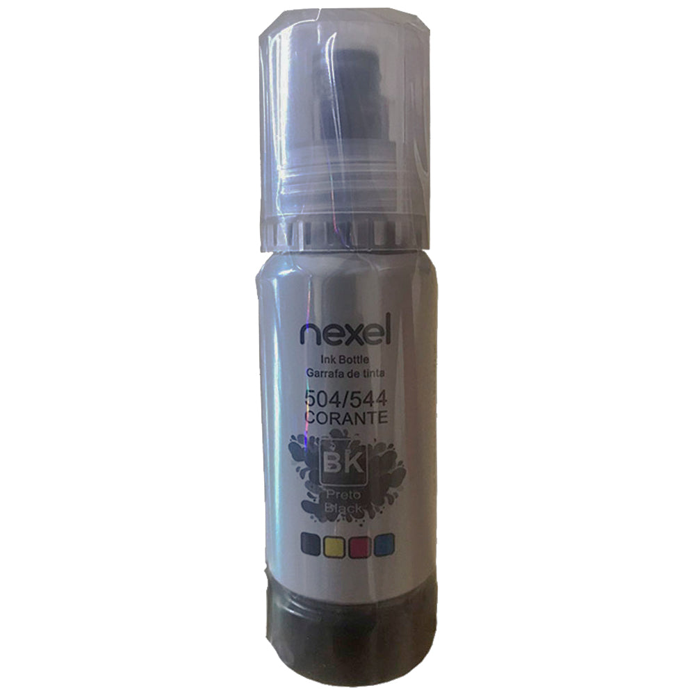 Tinta Refil Bulk Ink Compativel Epson Corante 70Ml Preto -504/ 544 Nexel Para Ecotank L3150 / L3110 / L5190 / L3250