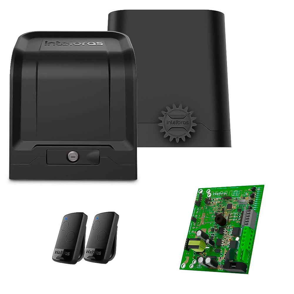 Motor Automatizador de Portão Intelbras DR 300 NY 220V, Suporta Portão Até 300KG, Com 2 Controles Placa Controladora