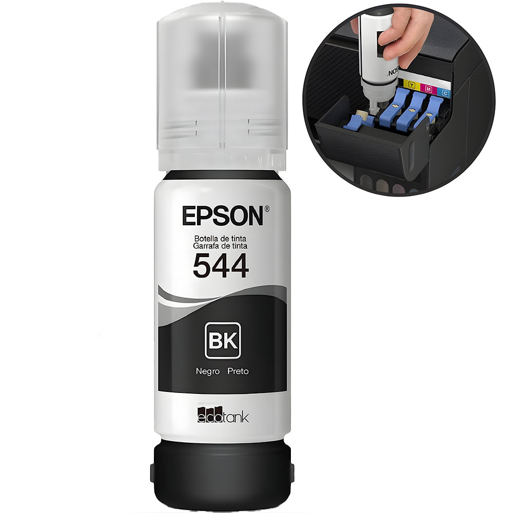 Refil de Tinta Epson Preto 544-T544120 Original P/EcoTank L3110 L5190 L3150 L3210 L3250 Rende 4.500 Paginas (Fora da CX)