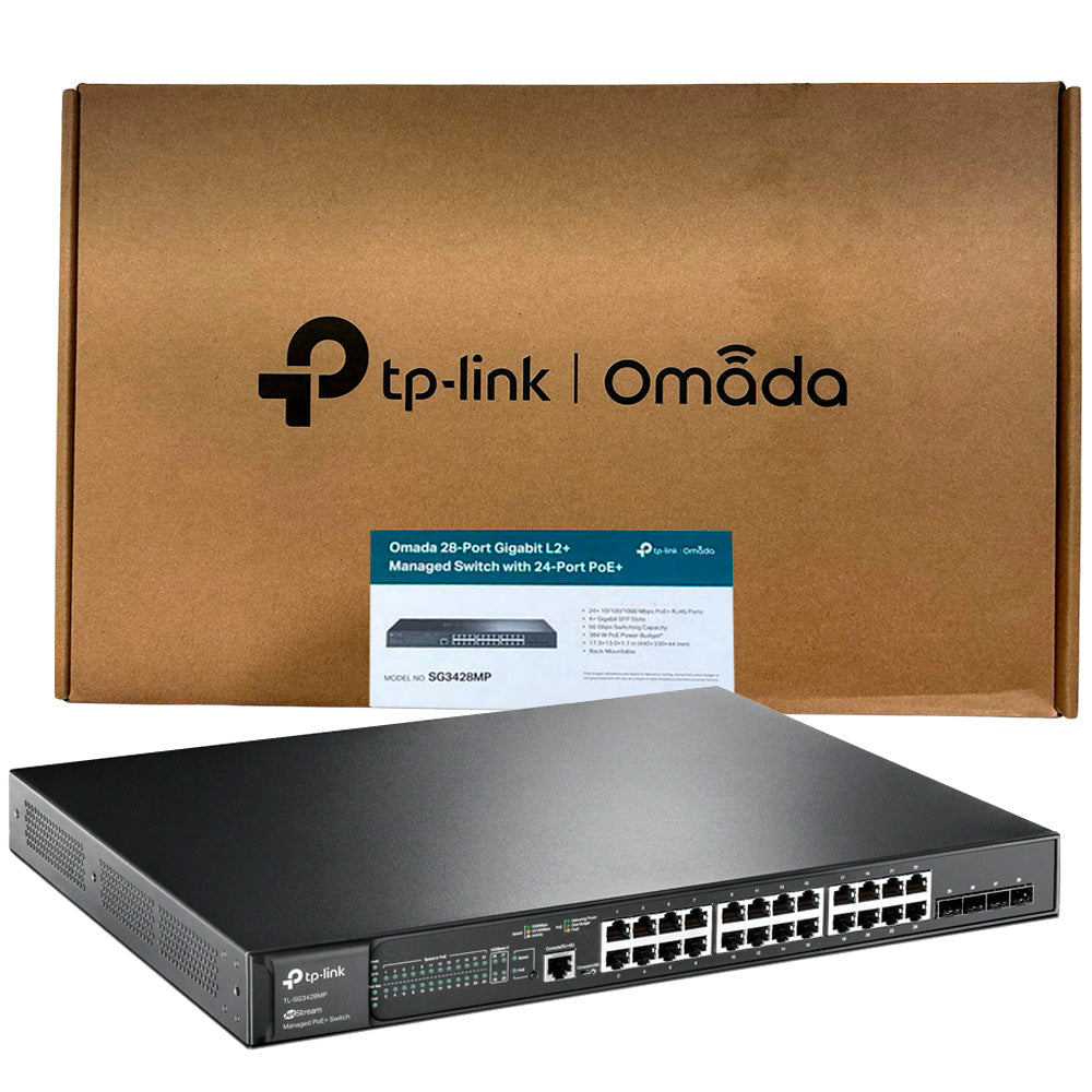 Switch Gerenciável 28 Portas Gigabit L2+ Com 24 Portas PoE+ e 4 Slots SFP, TL-SG3428MP TP-Link