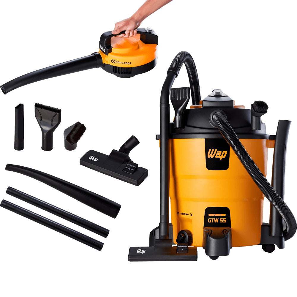 Aspirador de Pó e Água Profissional WAP GTW 55 - 1600W, 55L, Filtros HEPA e Espuma, Função Sopro, Cabo 5m, 220V