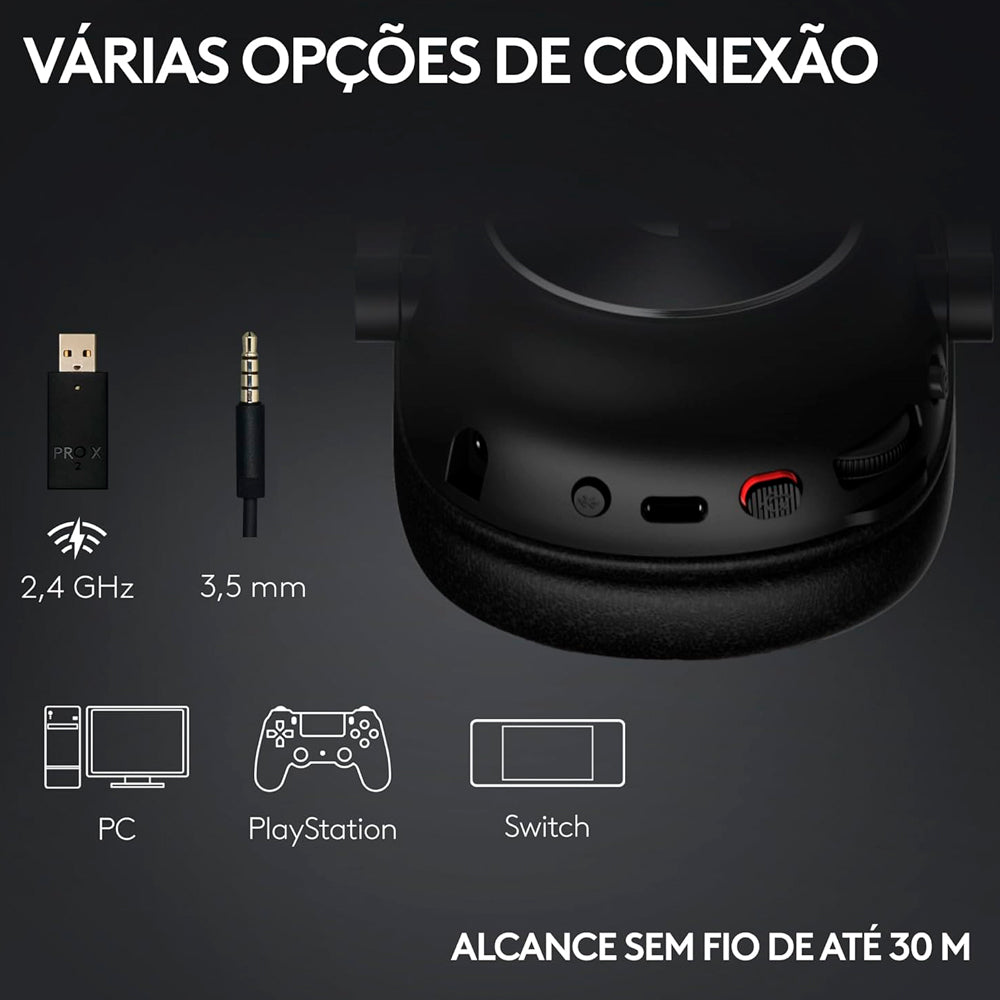 Headset Gamer Sem Fio Logitech G Pro X 2 Lightspeed, 50mm, Bluetooth, USB, 3.5mm, PC, Playstation e Switch, Rosa Magenta