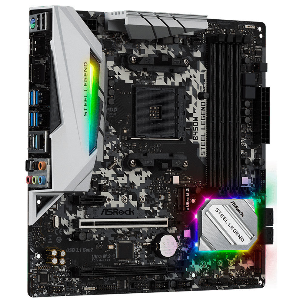 Placa Mãe AM4 B450M ASRock Steel Legend Com 4 Slots DDR4 , USB 3.1/Type-C/Displayport, HDMI
