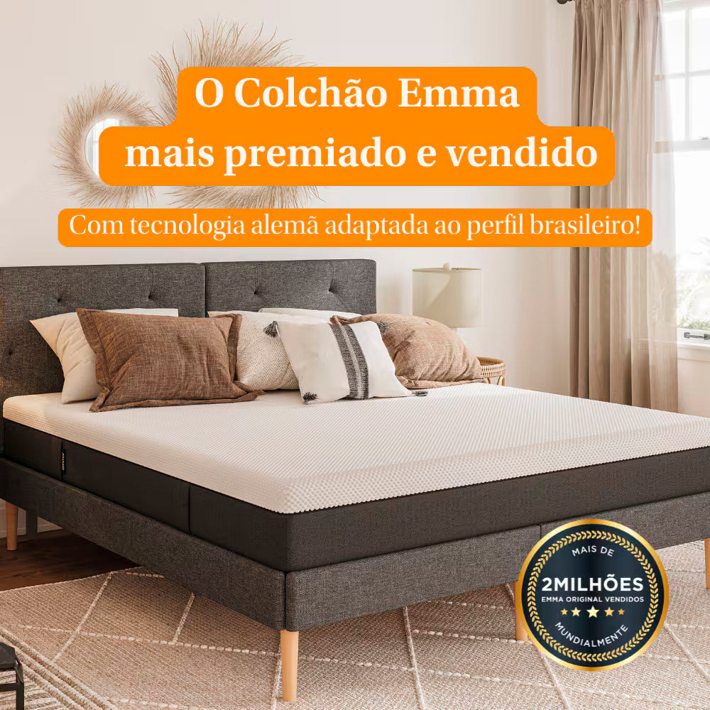 Colchão Emma Original Casal 138x188cm, Espuma Airgocell, Viscoelástica + HRX, Bloqueio de Movimento