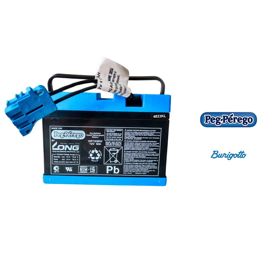 Bateria Peg-Pérego 12V 8Ah para Carro Elétrico Infantil Burigotto, Preto/Azul, Compatível  T-Rex, Ranger, John Deere