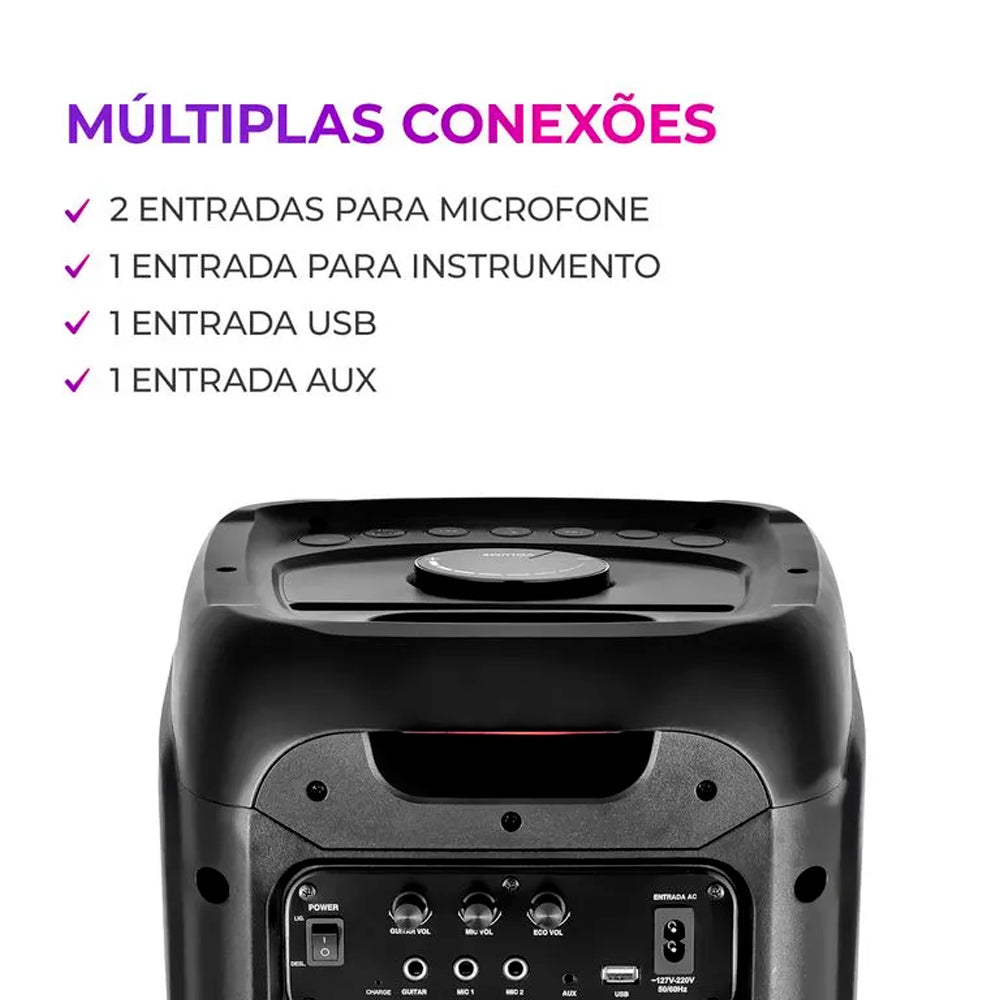 Caixa de Som Aiwa PartyBox PB-01 Bluetooth 200W Bivolt Preta AWS-PB-01