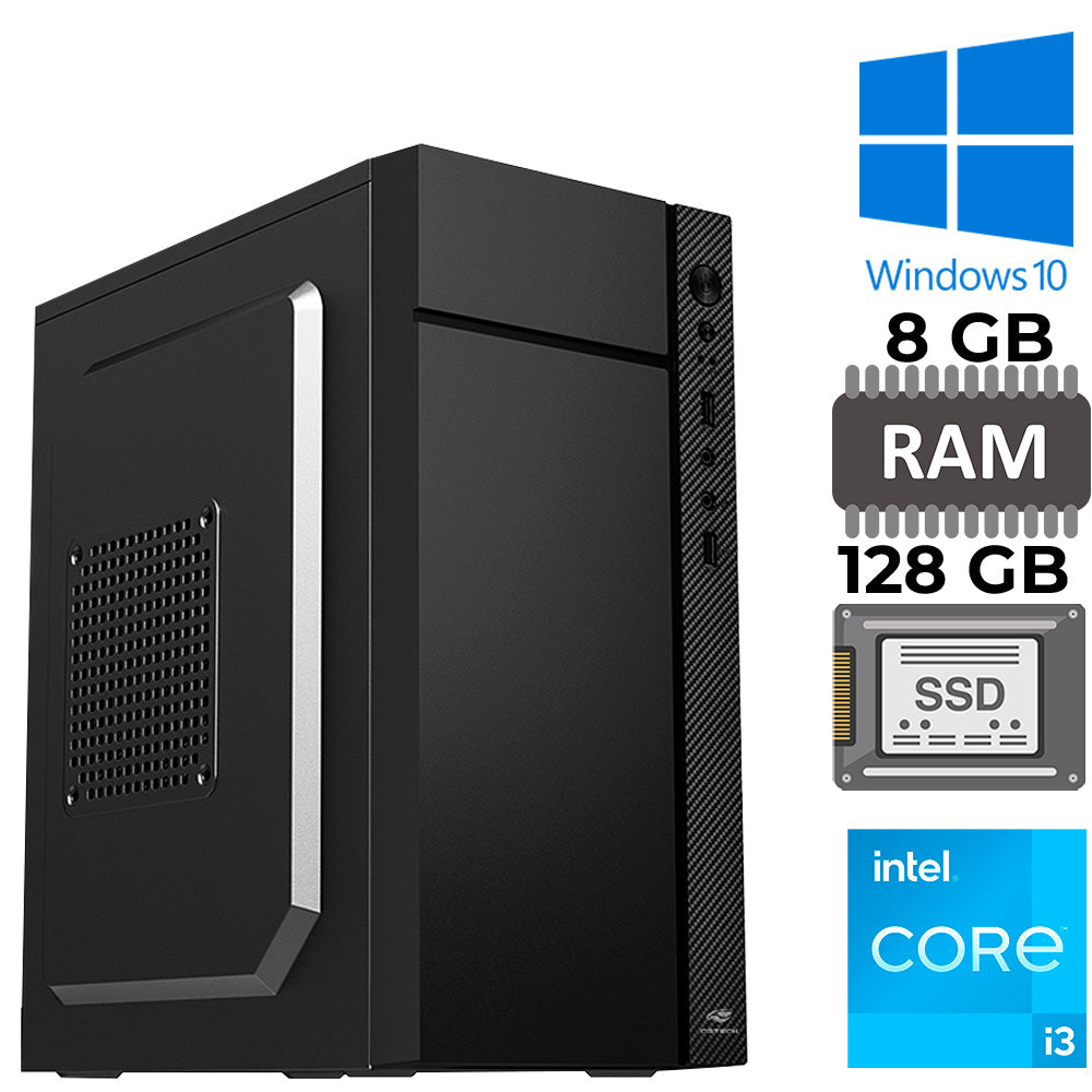 Computador Core i3-2120, RAM 8GB, SSD 128GB, Gt-H61 Com Slot M2, Rede Gigabit, MT-34BK, Windows, e MousePad Brinde