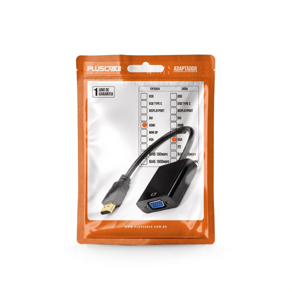 Cabo Adaptador HDMI Para VGA ADP-HDMIVGA10BK PlusCable
