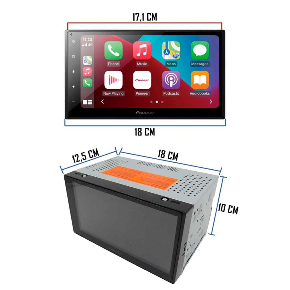 Central Multimídia Pioneer 2-Din, Tela 6,8