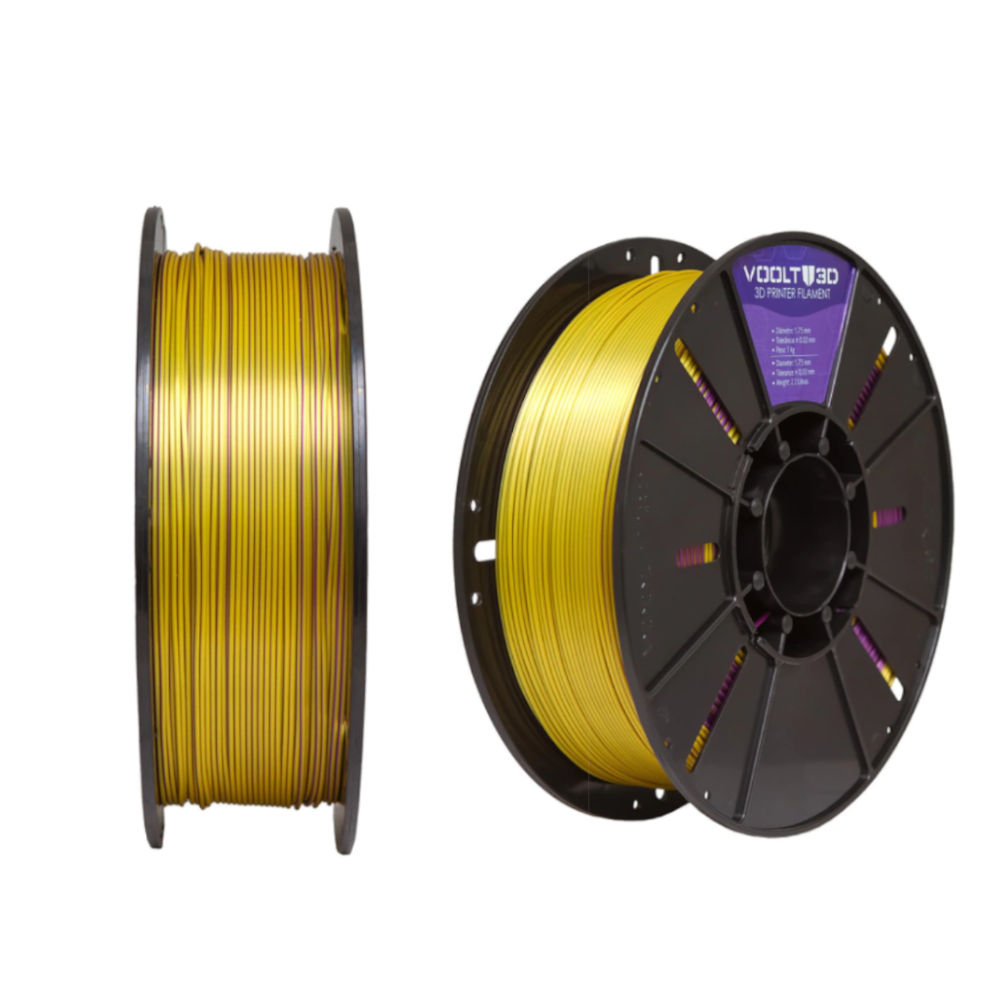 Filamento PLA Duo Color Ametista/Dourado V-Silk High Speed Premium 1 Kg – Impressão 3D Bicolor e Brilhante