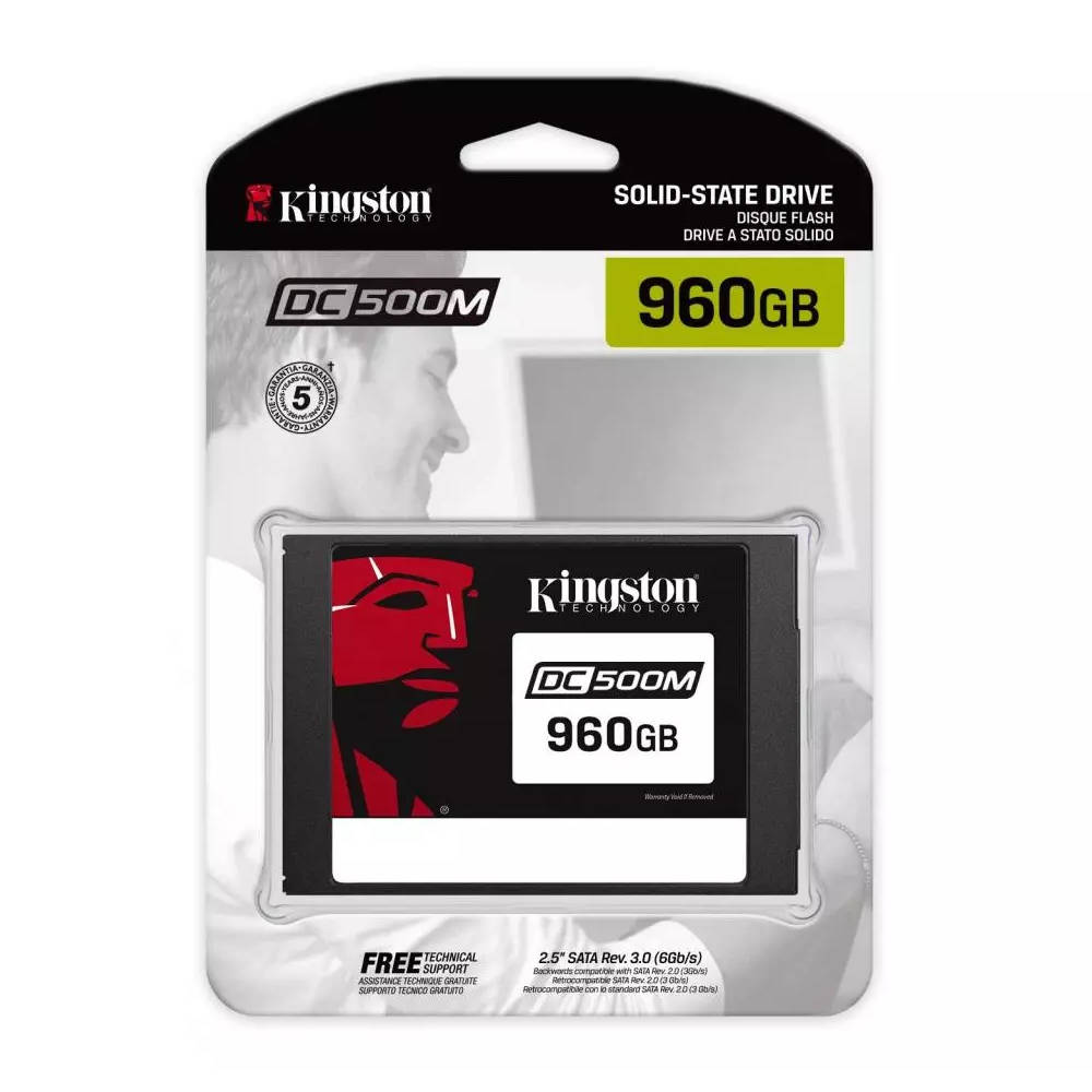 SSD Kingston Servidor DC500M 960GB SATA 6.0Gb/s SFF 2,5" SEDC500M/960G, Gravação até 520 MB/s, Leitura até 555 MB/s