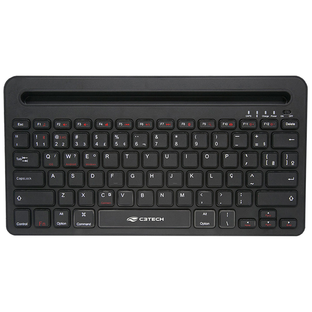 Teclado Sem Fio Bluetooth, Multimídia RC/BT K-BT100BK C3Tech - Preto