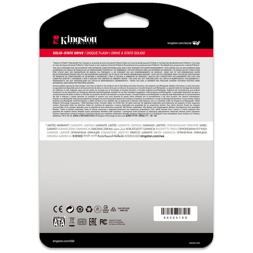 HD SSD Kingston 960GB A400 - 500mb/s Para Leitura e 450mb/s Para Gravação