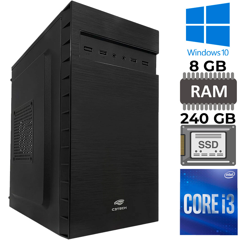 Computador Core i3-10100 (3.6GHz), Memoria RAM 8GB DDR4, SSD Kingston 240GB, 32BK, Windows 10