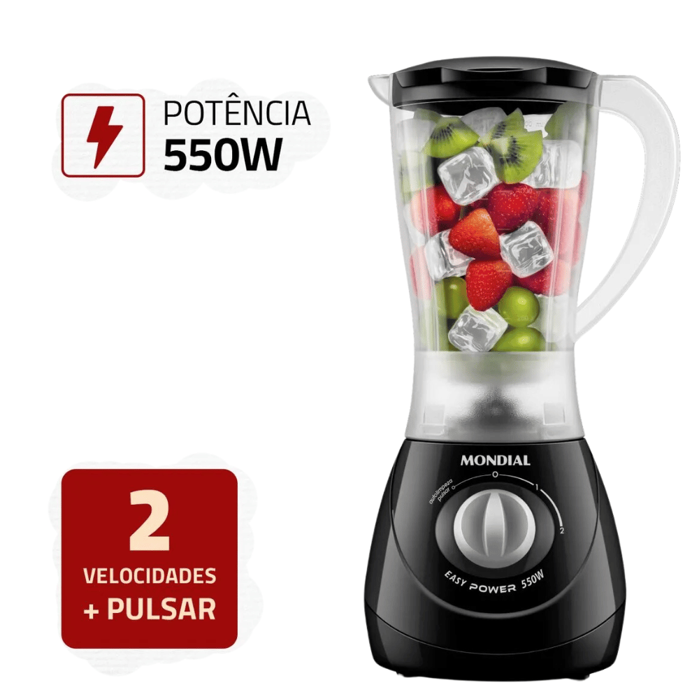 Liquidificador Mondial Easy Power L-550-B Preto - 2 Velocidades 550W