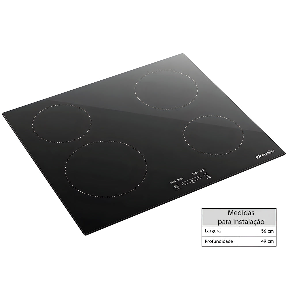 Cooktop Mueller 4 Bocas de Indução, Com Turbo 9 Níveis de Potência, MCI014BG1, 220v