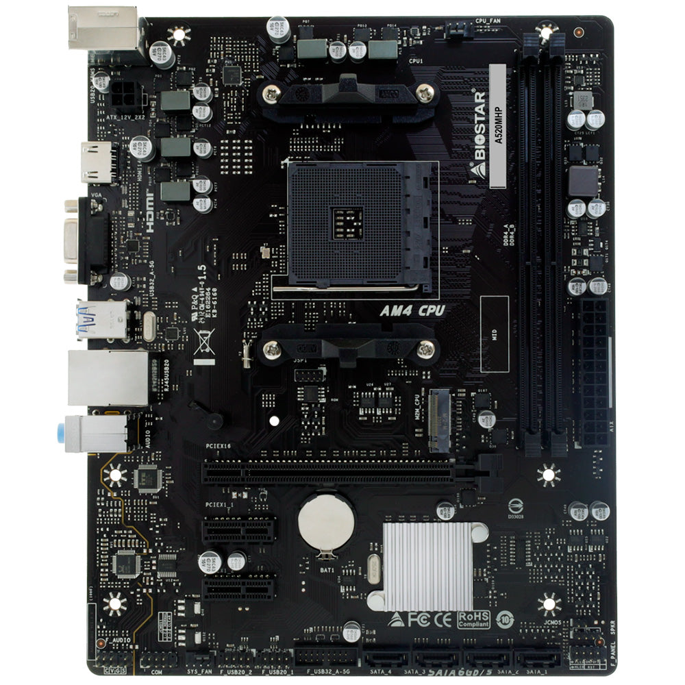 Placa-Mãe Biostar A520MHP, Chipset A520, Soquete AM4, mATX, DDR4, M.2, Gigabit Ethernet, PCIe