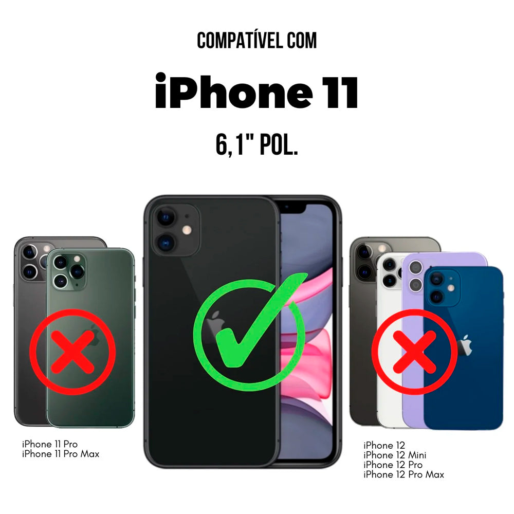 Capa Resistente Para iPhone 11, Com Suporte Clip, Anti-Impacto, Marrom