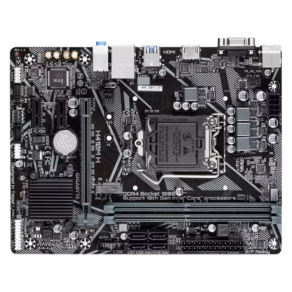 Placa-Mãe Gigabyte H410M-H LGA 1200 DDR4 HDMI SATA 3 USB 3.2 PCI-E x16 ATX - OEM S/Caixa