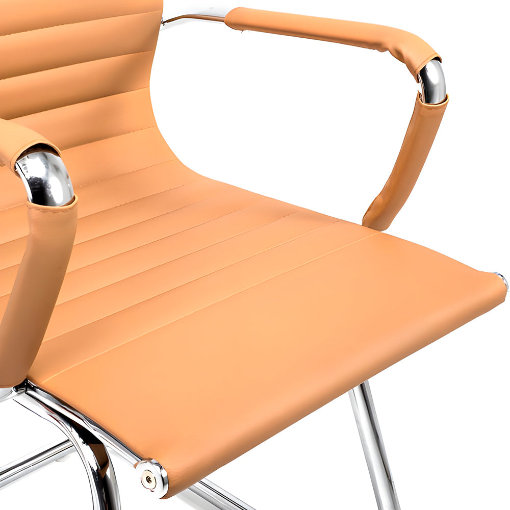 Cadeira de Escritório Moob Boston Executiva Com Base Fixa Esteirinha, Cor Caramelo