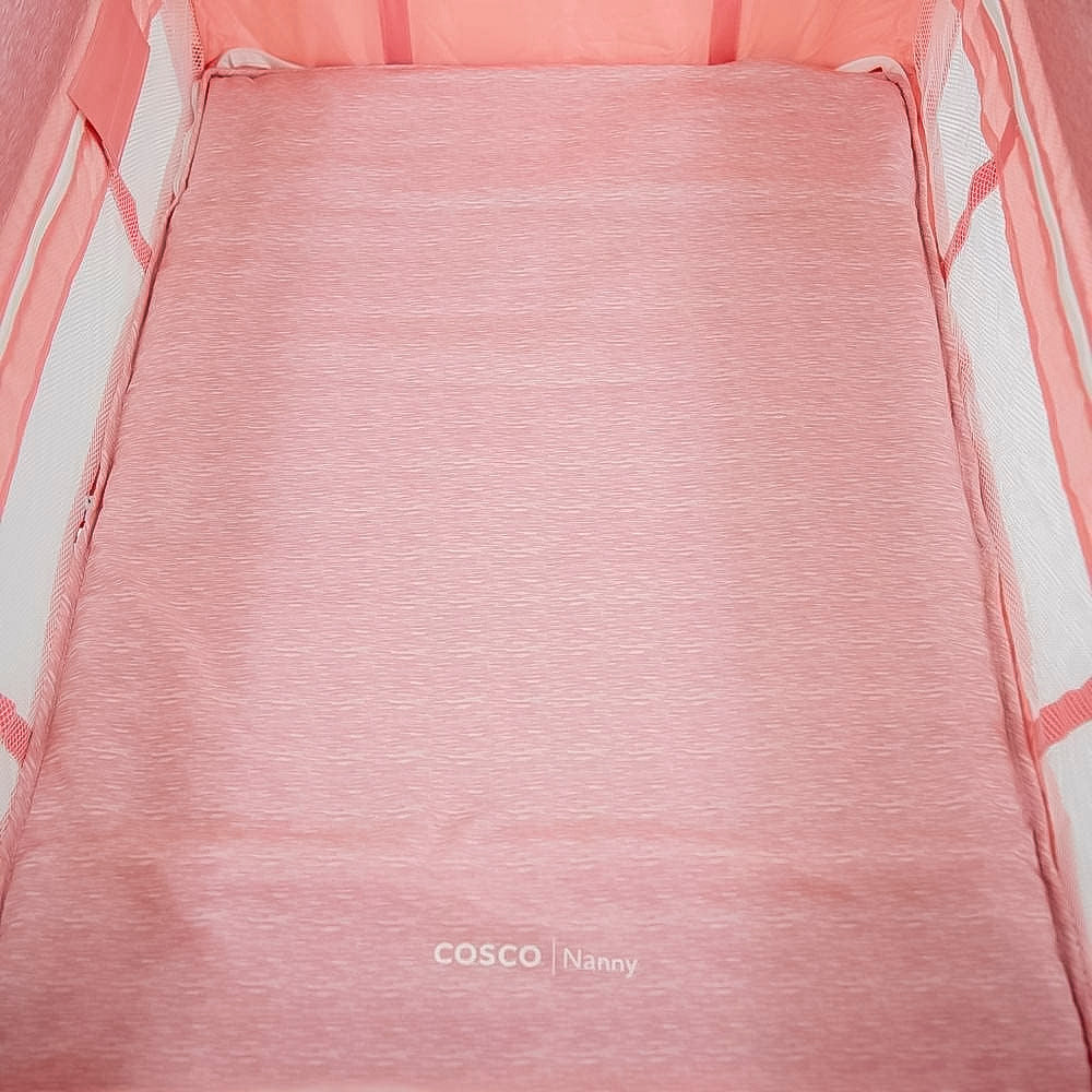 Berço Portátil Cosco Kids, Berço Nanny, de 0 a 18kg, Rosa Rajado