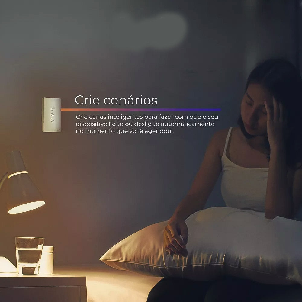 Interruptor Inteligente Touch Wifi 3-Botoes Compativel Com Alexa e Google Assist - PRETO