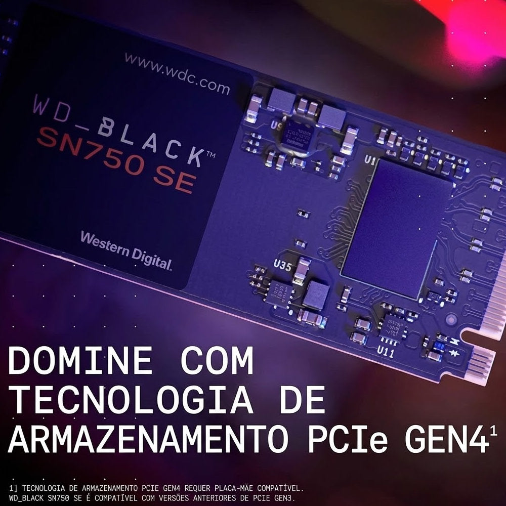 SSD M.2 NVMe WD_Black SN750 SE 250GB Gen4 Leitura 3200MB/s Gravação 1000MB/s
