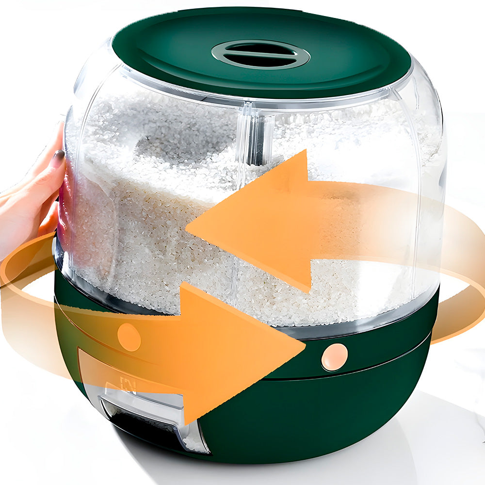 Dispenser De Alimentos E Grãos Giratório 360º, Com 6 Divisões - Verde