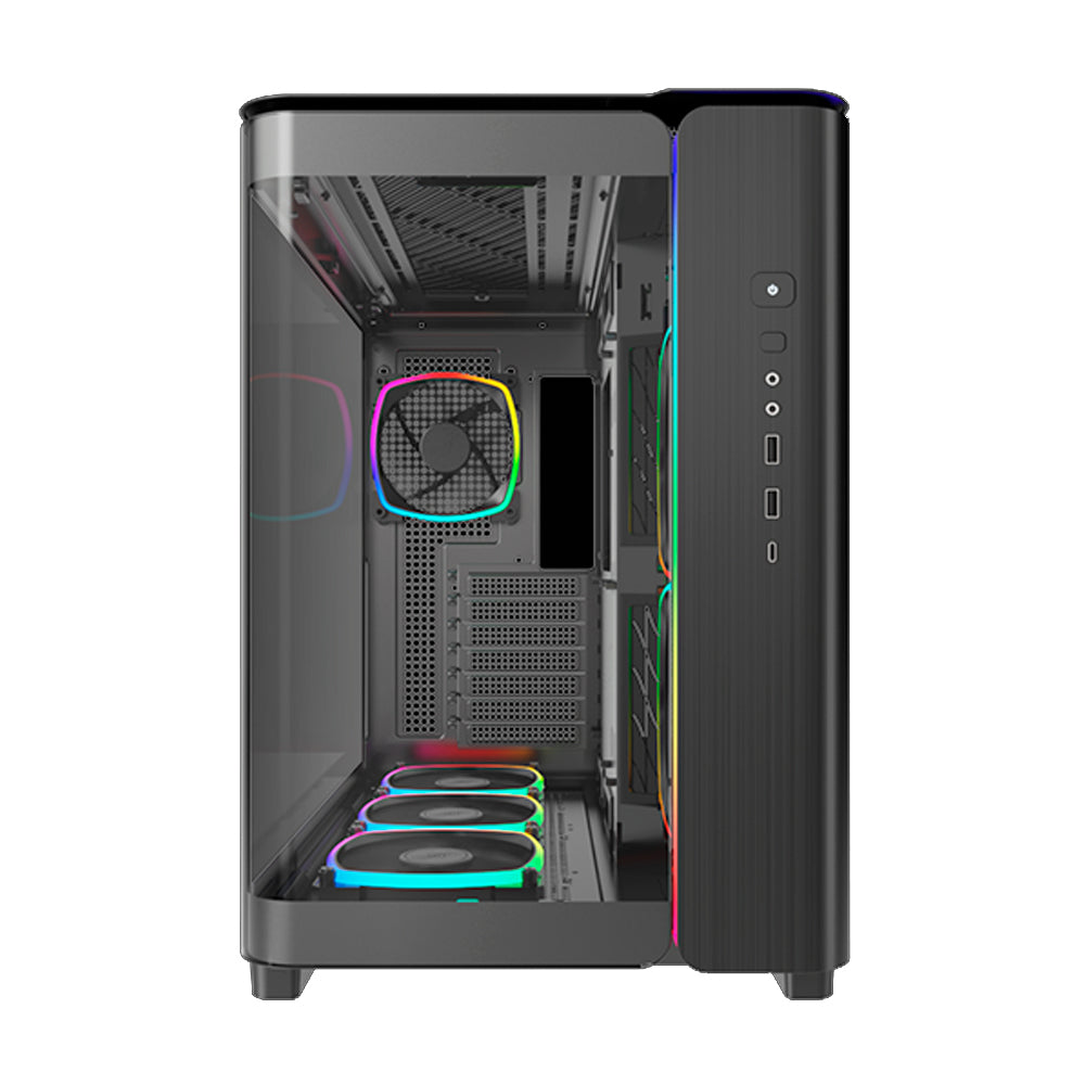 Gabinete Gamer Montech King 95 Pro, ARGB, Mid Tower ATX, Vidro Temperado, Sem Fonte, Com 6 Fans - Preto