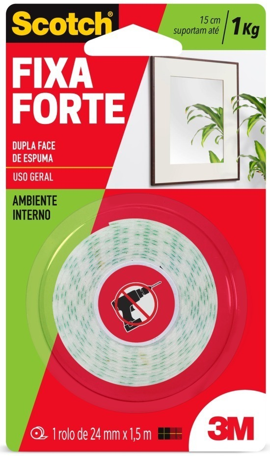 Fita Dupla Face Fixa Forte 3M "24mm x 1,5 m