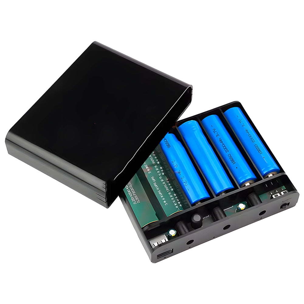 Fonte de Alimentação Ininterrupta, UPS, 5V/ 9V/ 12V, Entrada 6x Baterias 18650, Para Câmera e Roteador - Preto