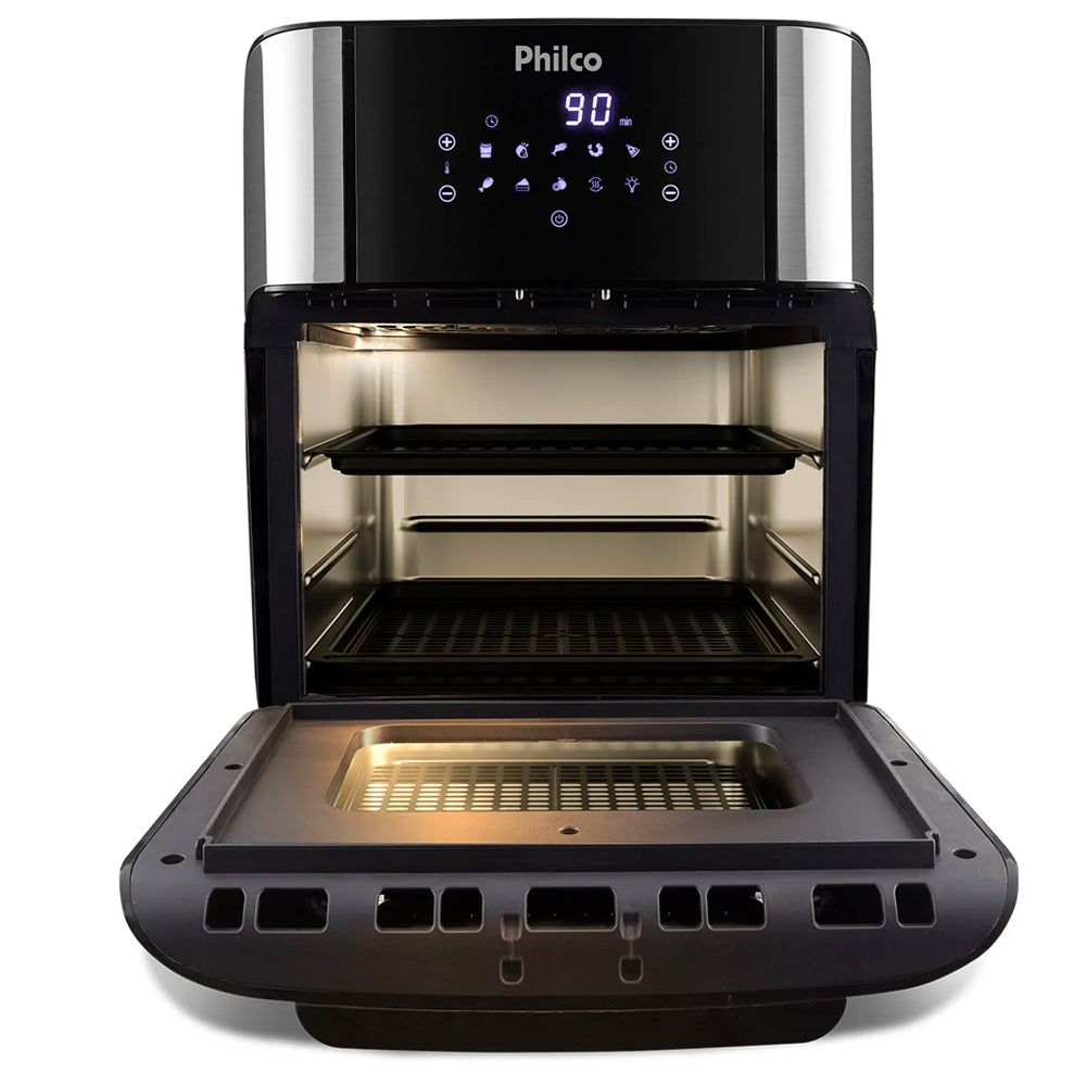 Air Fryer Oven 4 em 1 Philco 12 Litros 1800W PFR2200P 220V Preto/Prata