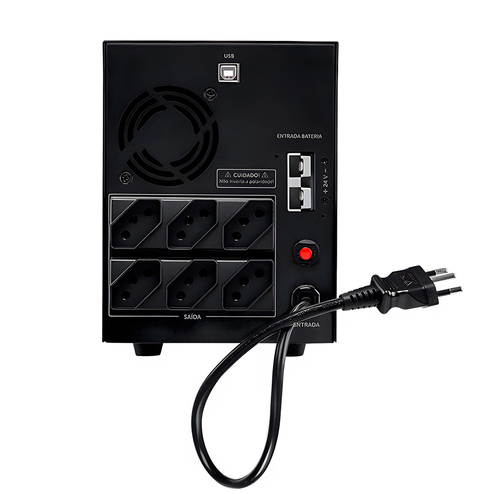 Nobreak Senoidal, Intelbras SNB 1500VA, 6 Tomadas, Entrada Bivolt e Saida 110V - 4822014 - Preto
