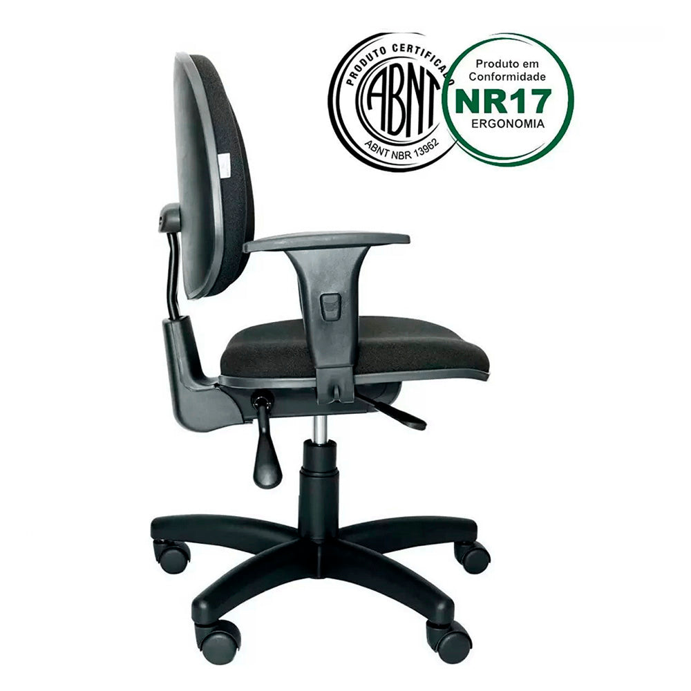 Cadeira Executiva Ergonômica-1910 Backsystem NR17 da ABNT Com Regulagem de Braço, Cor Tecido Preto (J.serrano )